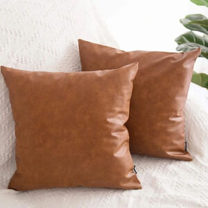 Faux Leather Throw Pillow Covers 16x16”